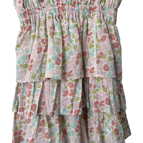 Love The Label Ines Floral Ivory Tiered Ruffle Mini Dress Size S - Picture 11 of 15